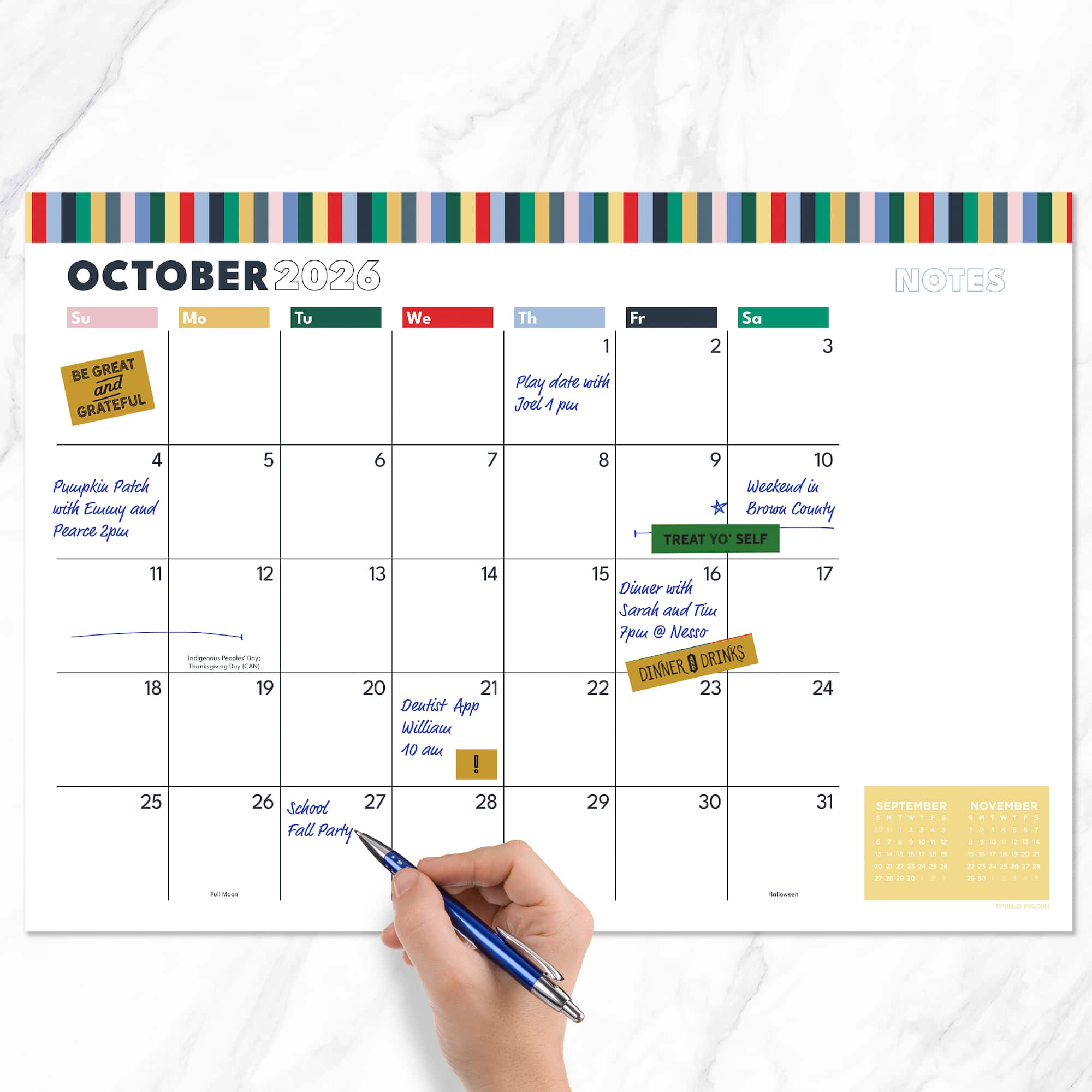 TF Publishing 2026-27 Long Weekend Desk Pad Monthly Blotter Calendar